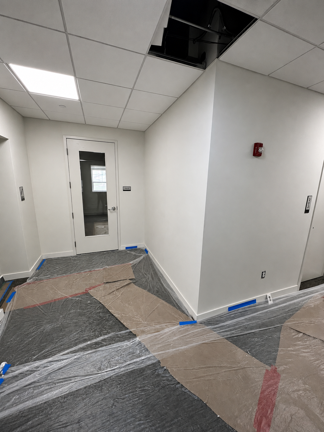 Common area hallway before and after repaint — after